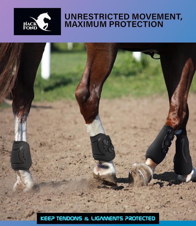 HackFond Horse Tendon Boots, Fetlock Boots & Open Front Boots for Jumping, Set of 4, Horse Protection Leg Guard - Image 5